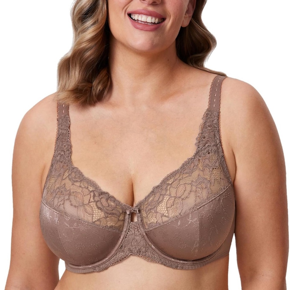 Lace Underwire Bra in Brown 46 DD